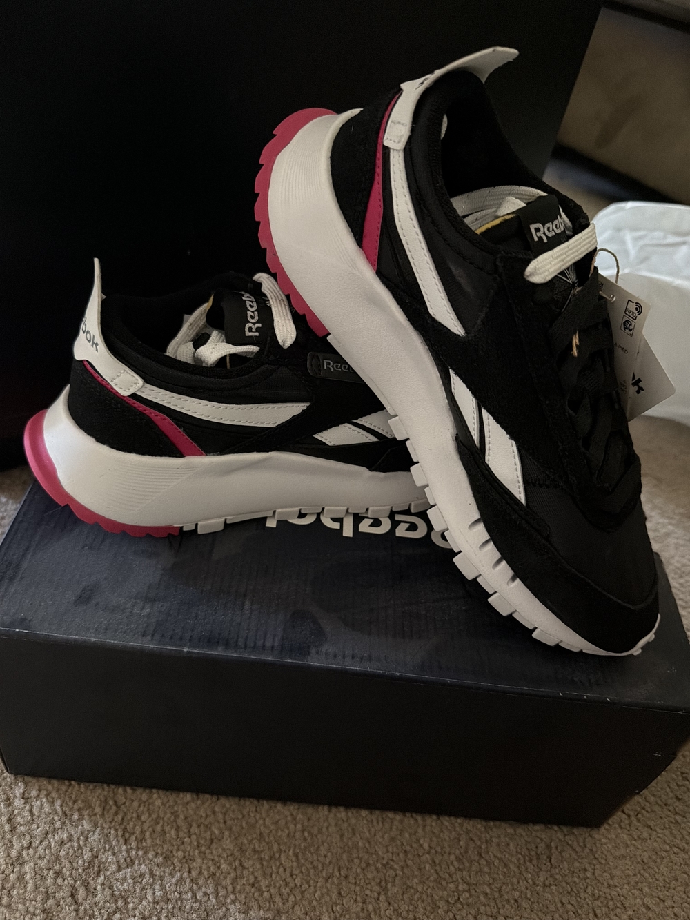 Reebok Women’s Black, White & Pink Retro Runner Sneakers